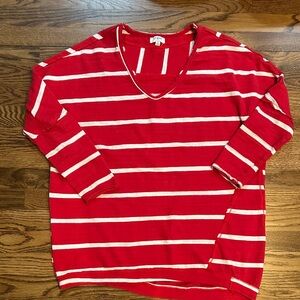 Umgee Red and White Striped Top